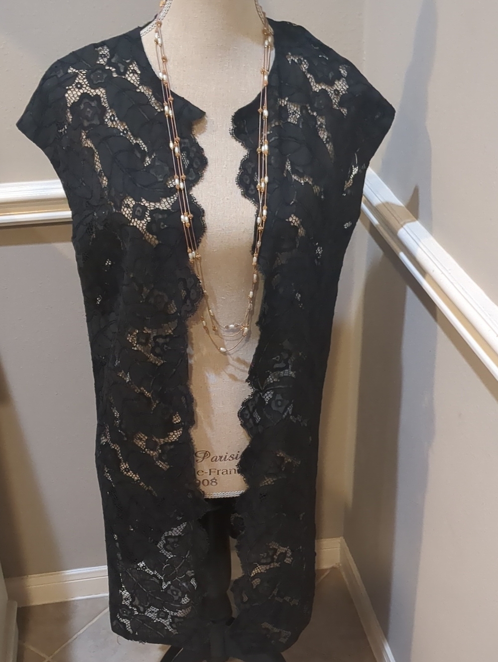 Black Lace Decorative Vest for Home Accents